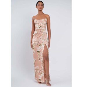 Verona Floral Chai Multi Strapless Ruching Gown Style Victoria Size 10